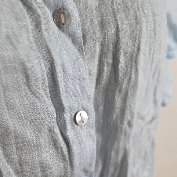 Sky Blue Linen J. Jill Button Down Shirt Medium - Picture 3 of 7